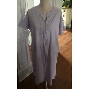 Vanity Fair Women's Robe Women Large Short Sleeve Embroidery 1/2 Zip Jersey Knit